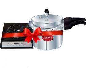 Lifelong Super Combo LLCMB13 1400 W Induction Cooktop with IB 3 Ltr Outer Lid Pressure Cooker Black, Grey, Push Button image