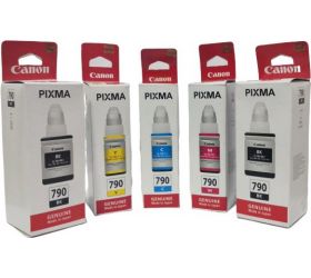 Canon Can-790 set of 5 pcs Can 790 Black + Tri Color Combo Pack Ink Bottle image