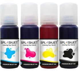 Splashjet SPT-EP-D/P-04-01 001 Refill Ink for Epson L4150, L4160, L6160, L6170, L6190 Printer Ink Bottle C/M/Y/Bk - 70g x 4 Bottle - PA1017 Black + Tri Color Combo Pack Ink Bottle image