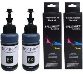 Splashjet Black 2 Sublimation Ink for Epson Printer L130, L360, L361, L210, L220, L380, L385, L1300, L3110, L4150, L805, L850, L1800 Printer Black Ink Bottle image