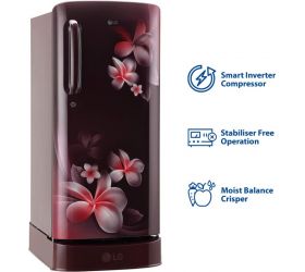 LG 190 L Direct Cool Single Door 3 Star Refrigerator with Base Drawer Scarlet Plumeria, GL-D201ASPX image